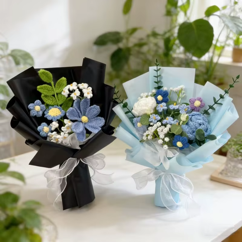 Bouquet de fleurs artificielles au crochet