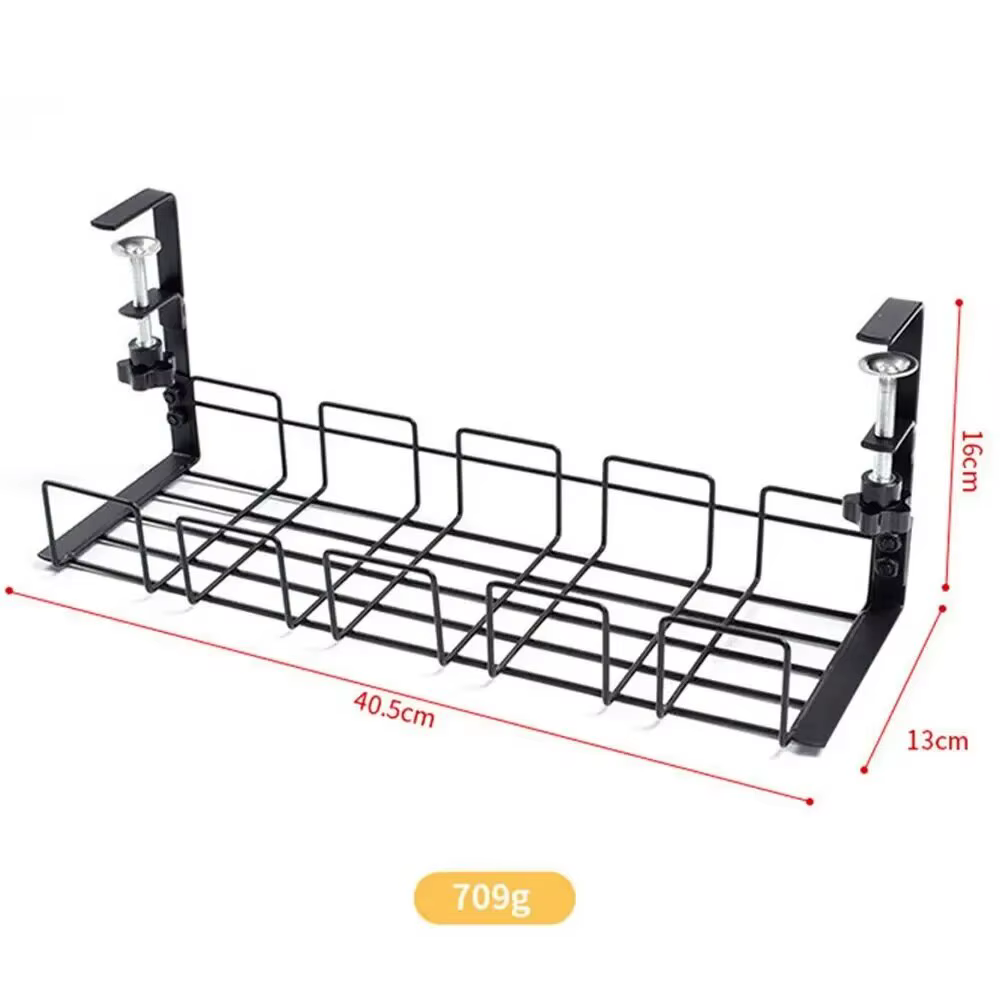 Rangement sous la table T1, gestion des câbles métalliques, fil de bureau à domicile, pas de poinçonnage, accessoires de rangement de cuisine