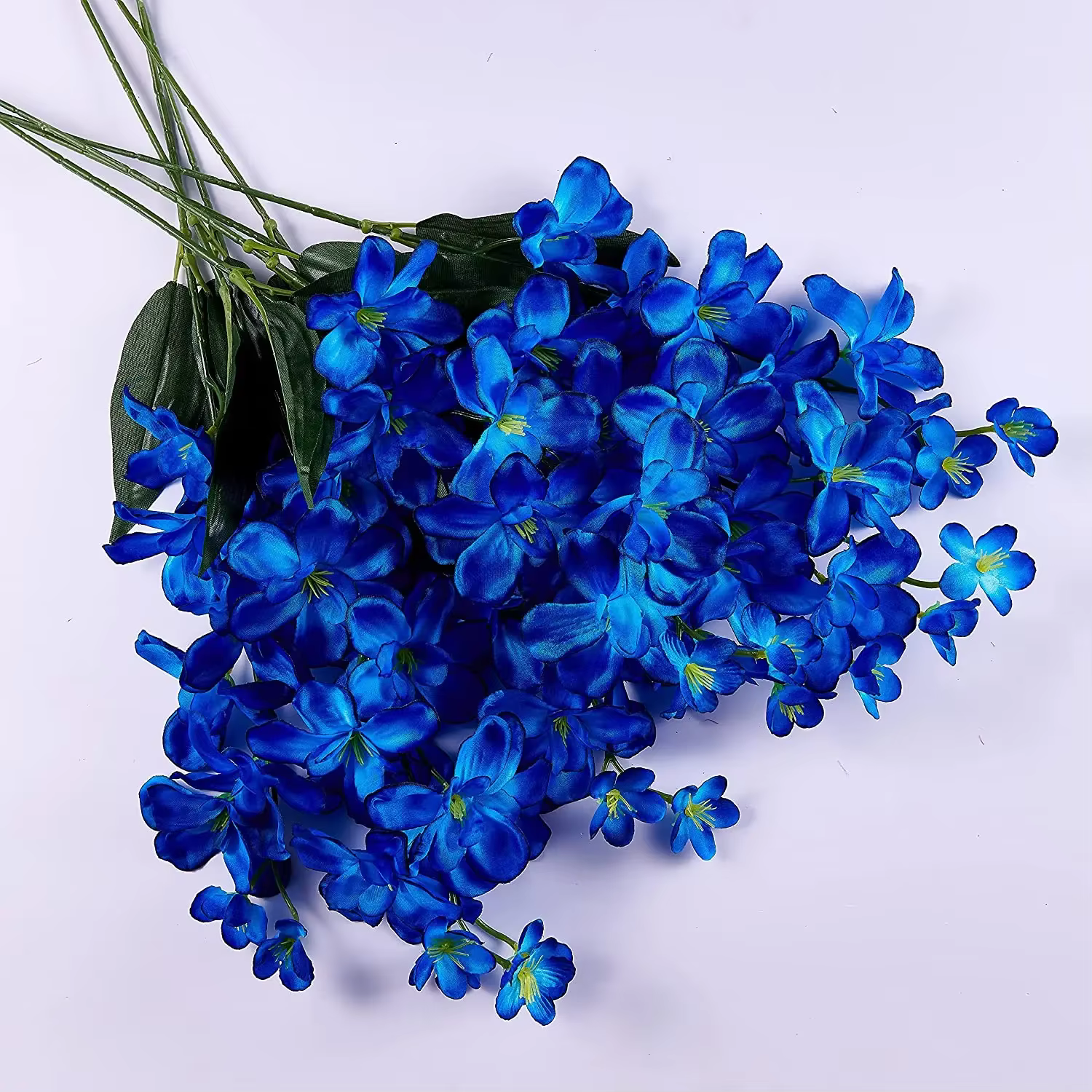 10 pièces d'orchidées artificielles fleurs bleues longues tiges en vrac pour la maison de mariage