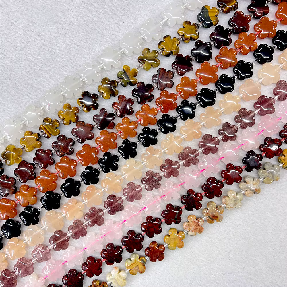 Pierre Naturelle en Forme de Fleur à Cinq Pétales, Agate Clip, Perles de 15mm, pour Fabrication de Bijoux, Fournitures de Direction