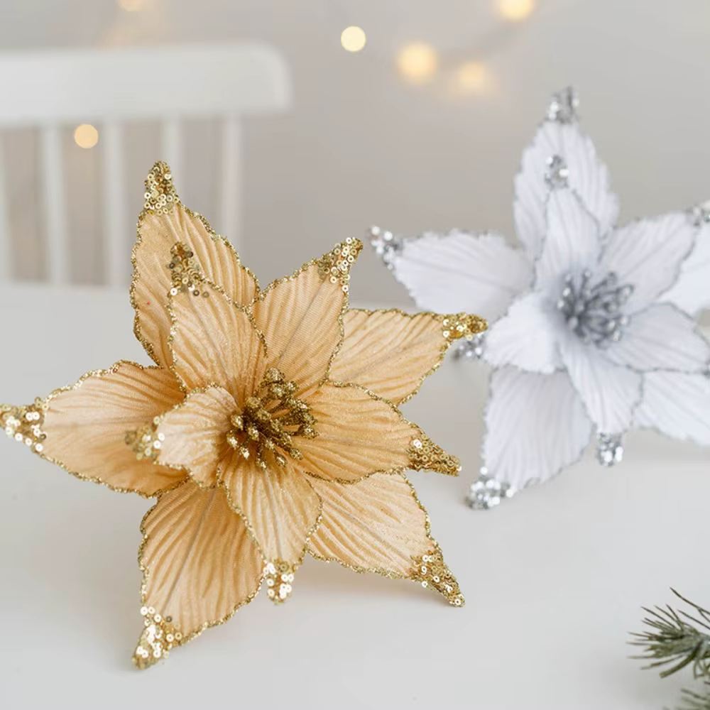P fleurs de noël à paillettes de haute qualité