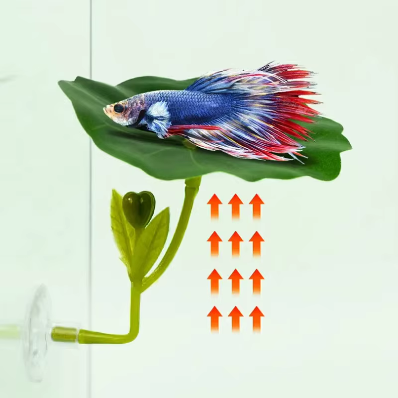 Plante d'aquarium en soie avec feuille en forme de hamac Décoration fonctionnelle pour aquarium de betta