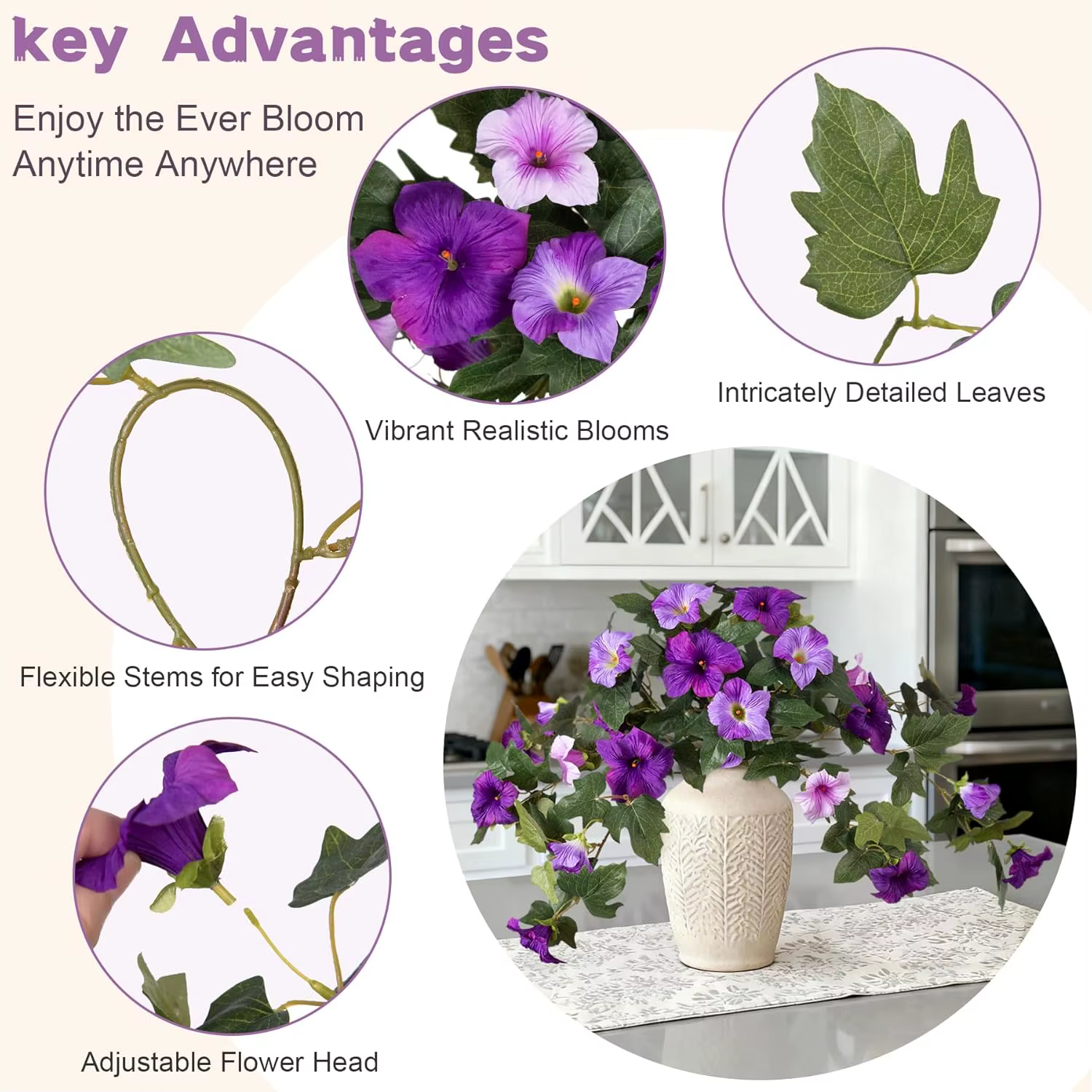 Fleurs artificielles de pétunia résistantes aux UV
