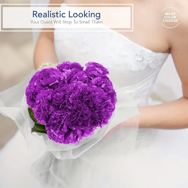 "100 pièces 3, 5" œillets artificiels-fleurs synthétiques réalistes pour arrangements funéraires/mariage et artisanat