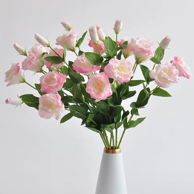 Fleurs artificielles soie rose Lisicodon Platycodon maison chambre décoration réel toucher fausse fleur Simulation Platycodons branche