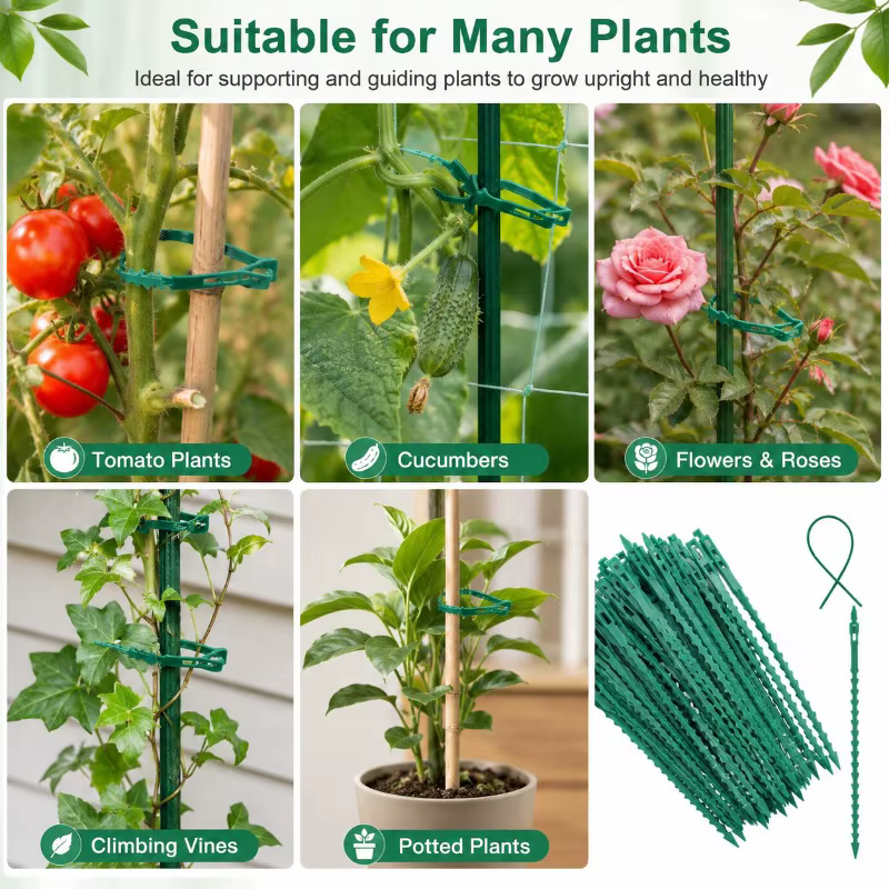 50 attaches de câbles réglables en plastique réutilisables pour plantes