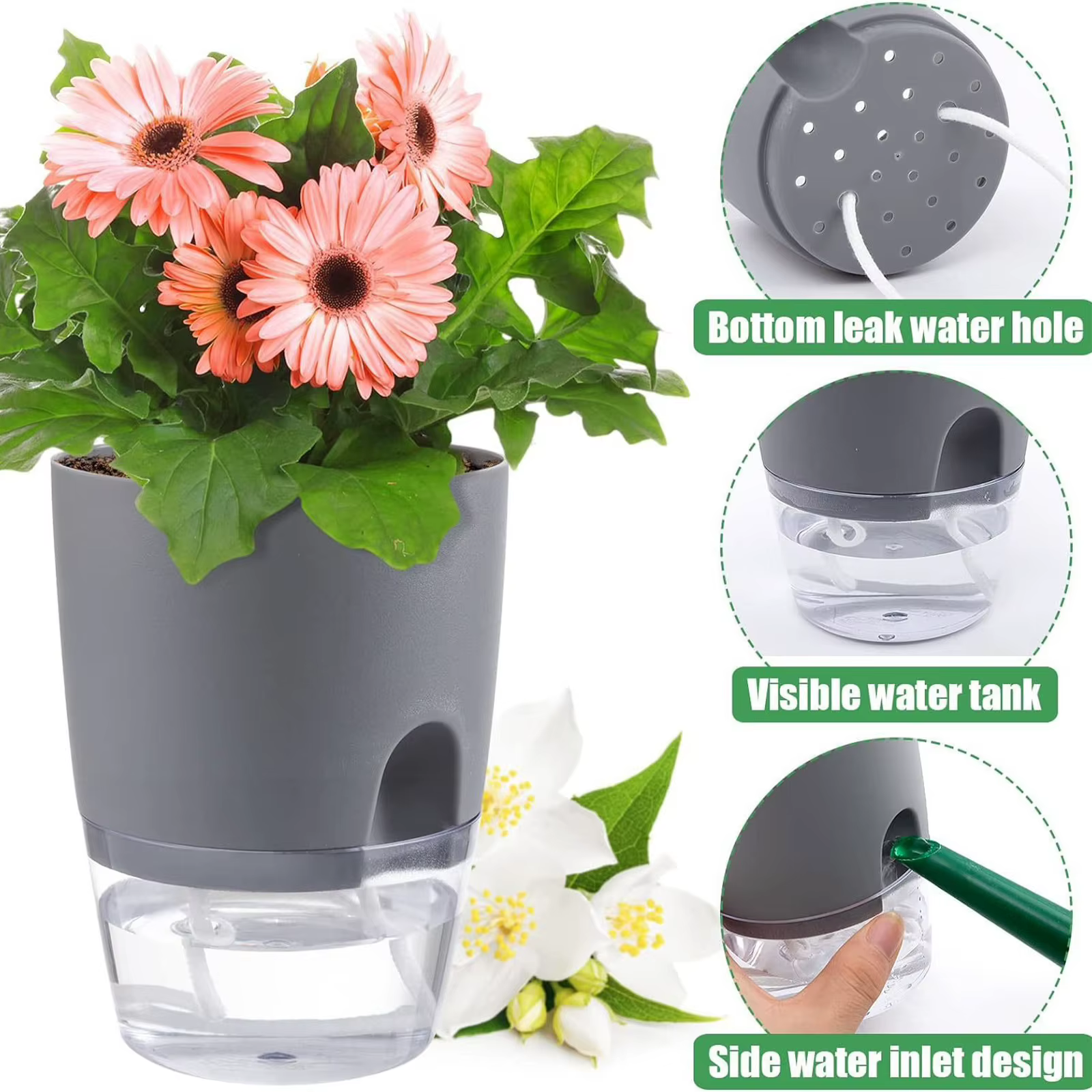 Pot de fleur en plastique Transparent Double couche
