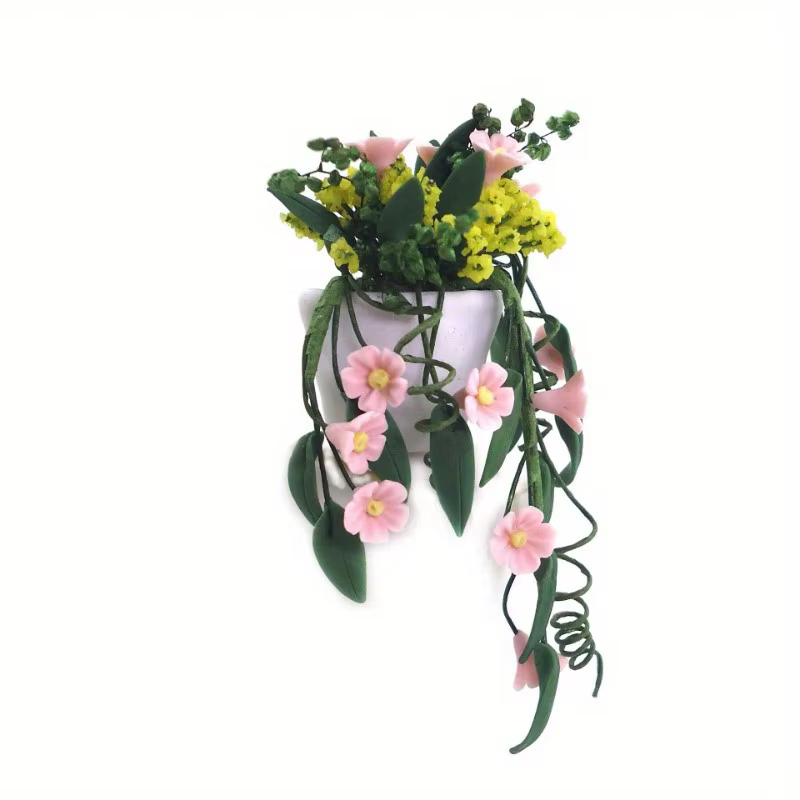 Mini fleur d'argile blanche tenture murale Pollen chrysanthème vigne panier de fleurs