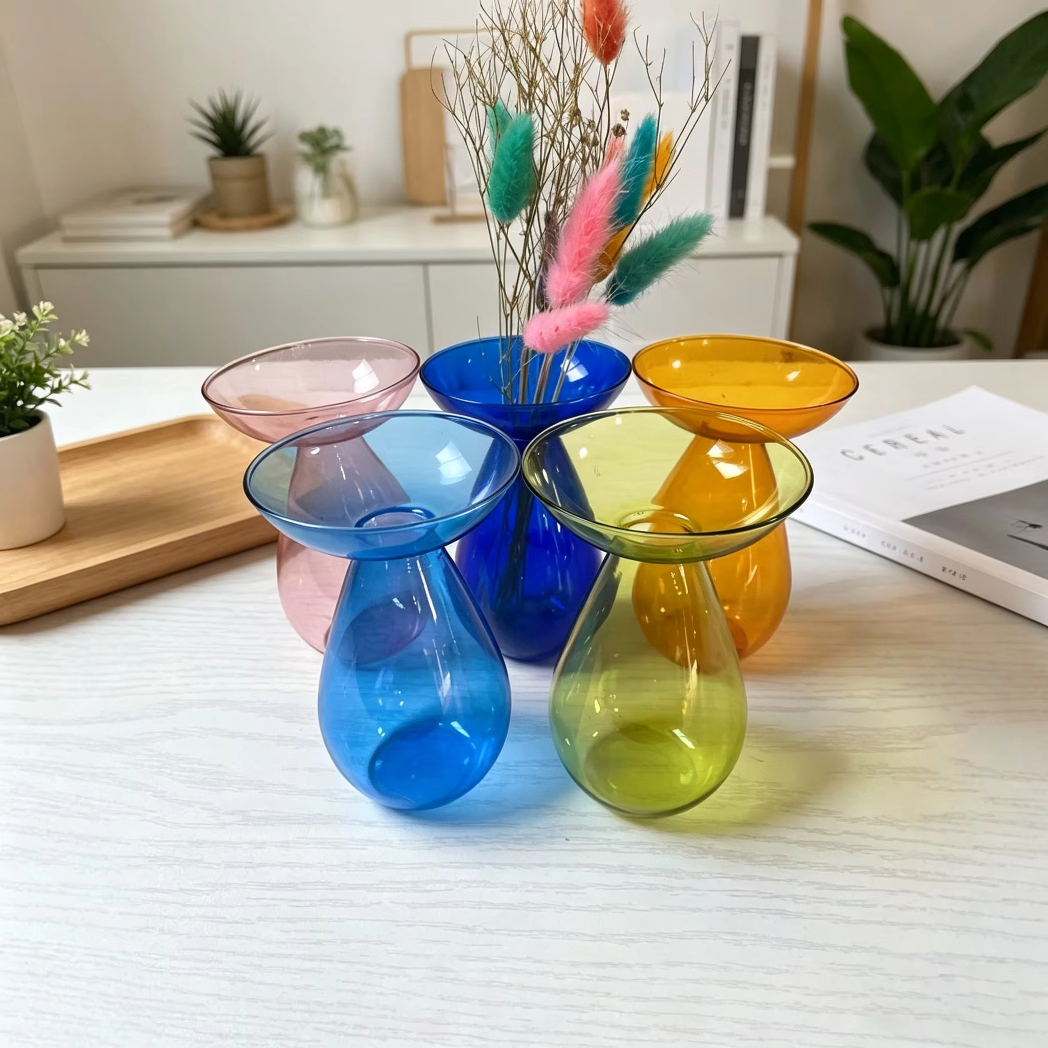 Vase en verre coloré en forme d'avocat - Jardinière hydroponique transparente pour la germination des graines