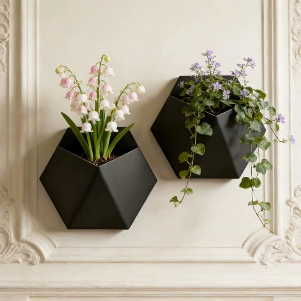 Pot de fleurs hexagonal géométrique mural