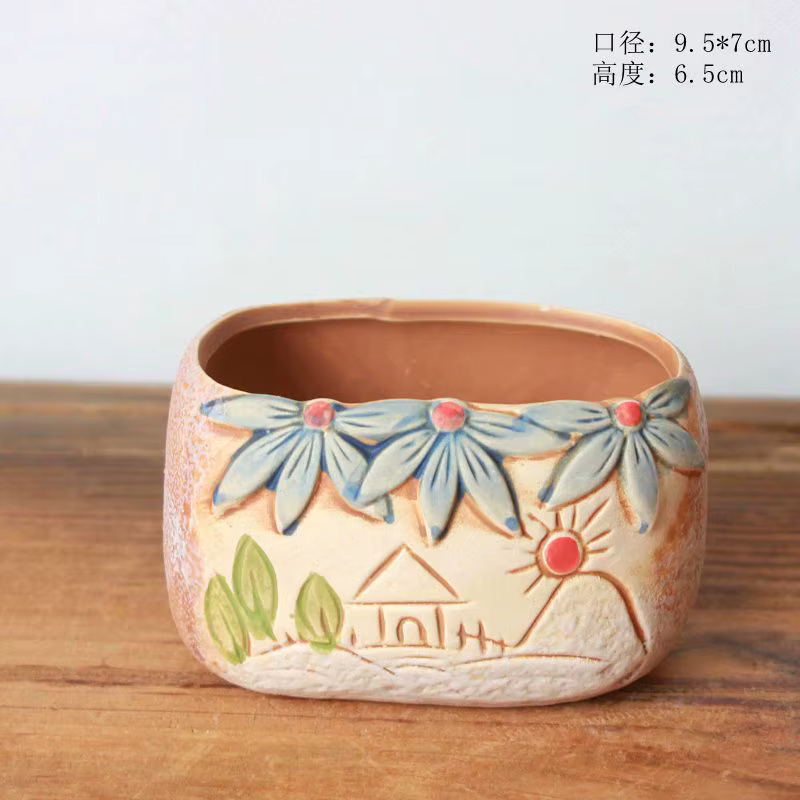 Pot à succulentes en céramique rustique