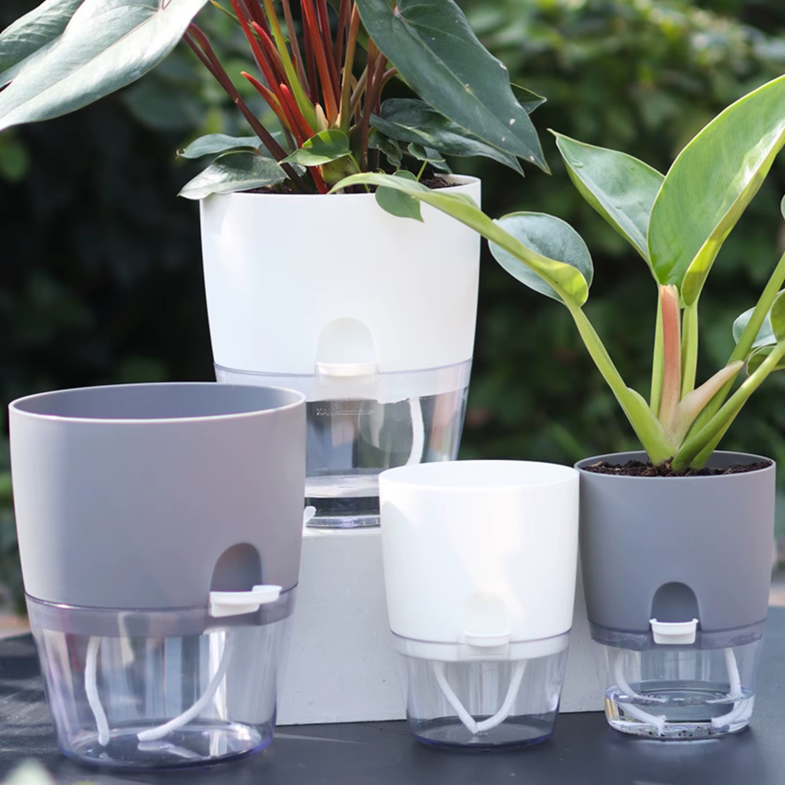 Pot de fleur en plastique Transparent Double couche
