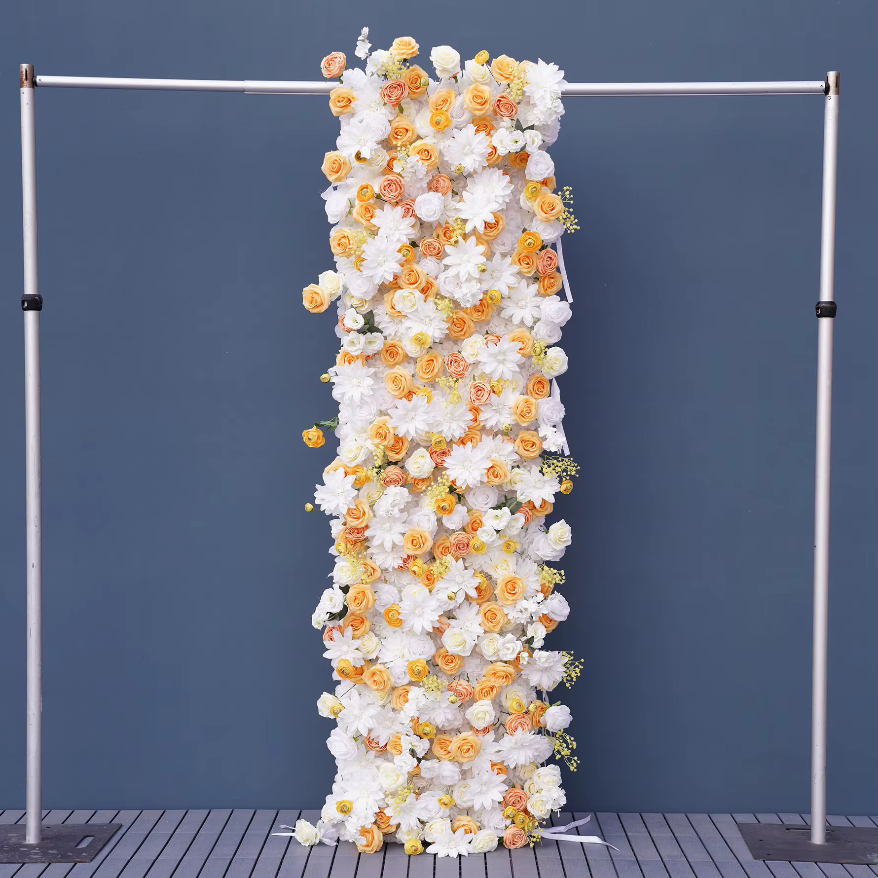 Rideau mural de fleurs artificielles Angela Flower A9077 Jaune Blanc 5D