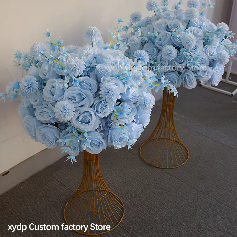 Bouquet de fleurs artificielles bleu ciel