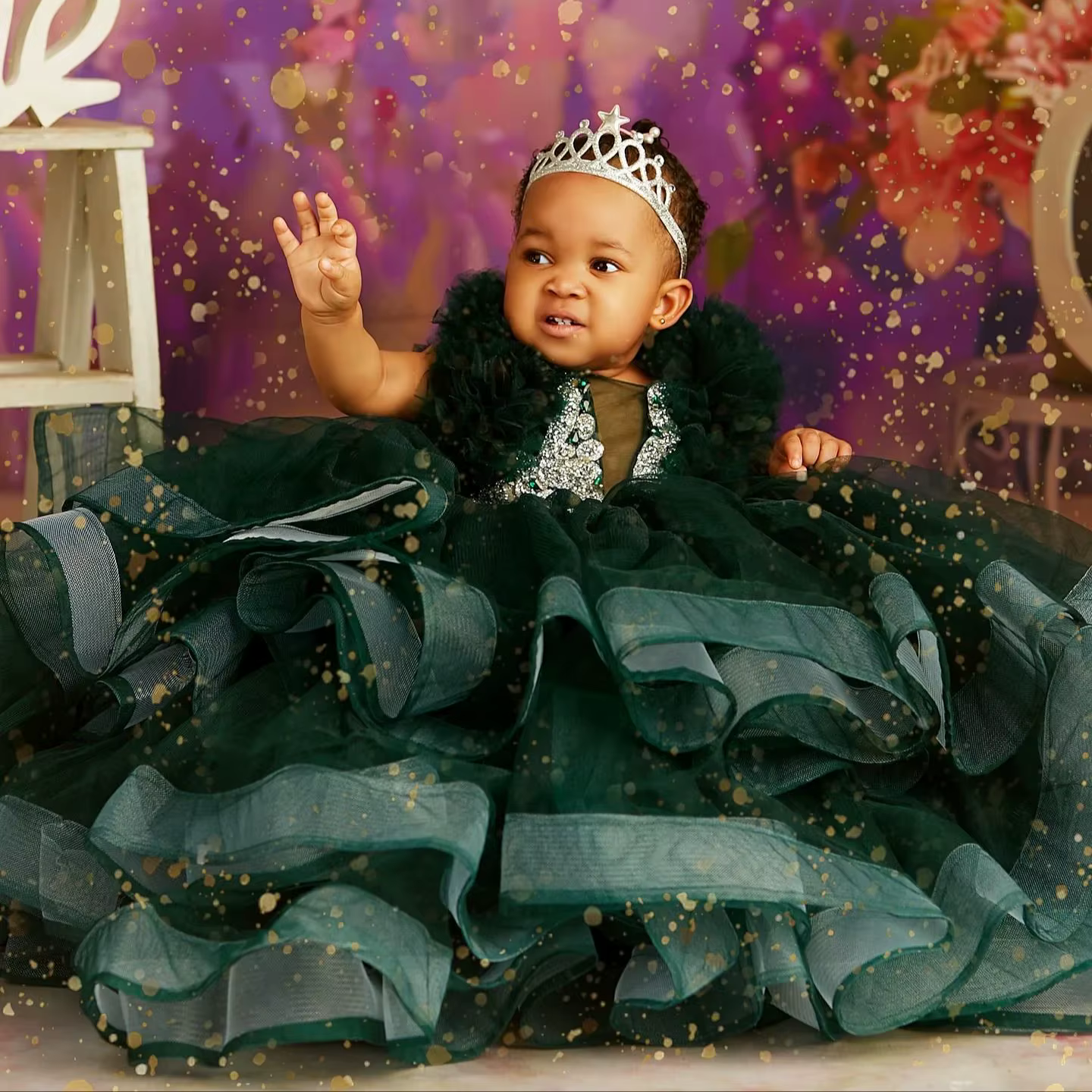 Robes de demoiselle d'honneur vert foncé pour fête de mariage, litière perlée, séance photo d'anniversaire pour bébé fille, Rhd'enfants, n'importe quoi pour la fête