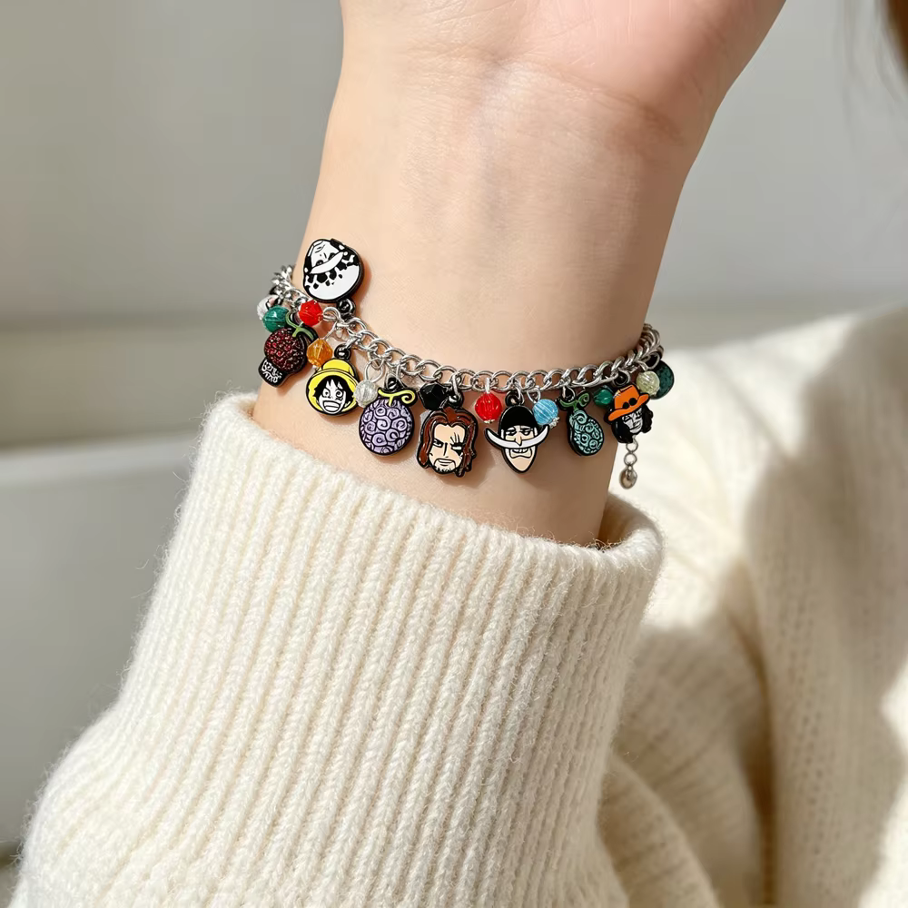 Bracelet en métal DIY One Piece, bijoux, souvenirs de bandes dessinées, cadeaux tendance, accessoires d'animations