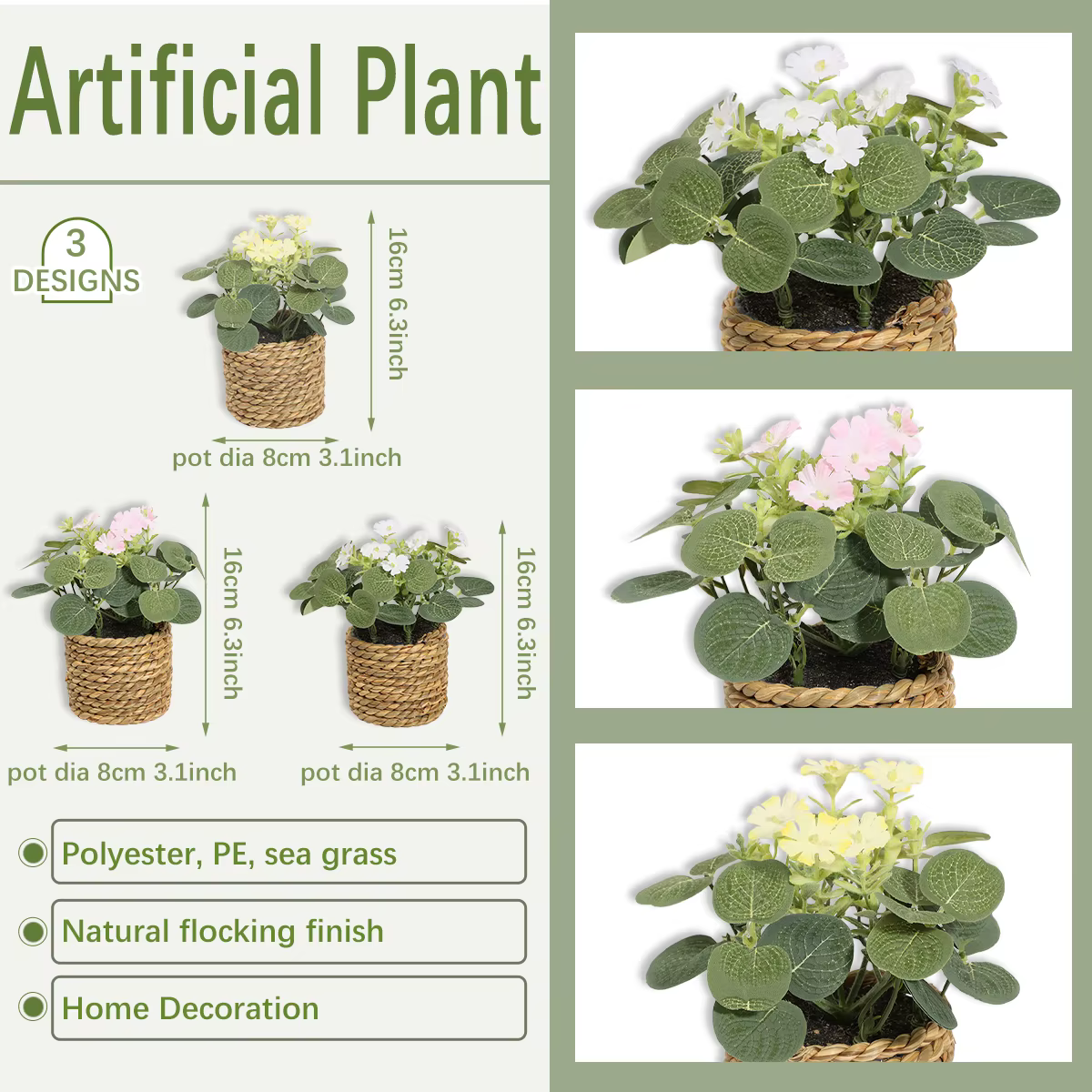 XIYA FLOWER Plantes artificielles vertes