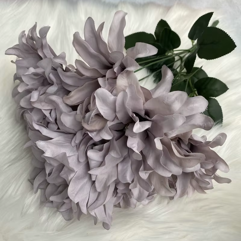 Bouquet de 7 dahlias artificiels en tissu brossé de 45 cm pour arrangement floral DIY