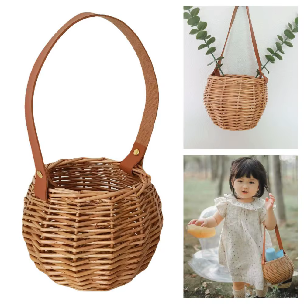 Panier de fleurs suspendu marron