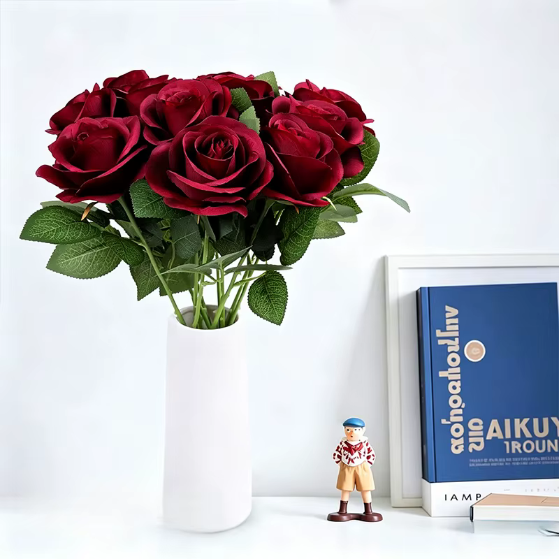 52 roses bordeaux artificielles