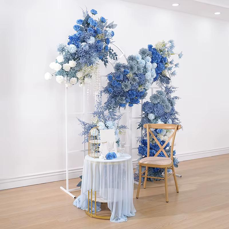 Haze bleu hortensia Dahlia accrocher fleur rangée décor mariage réception toile de fond Arrangement Floral Banquet accessoire fenêtre affichage H8901