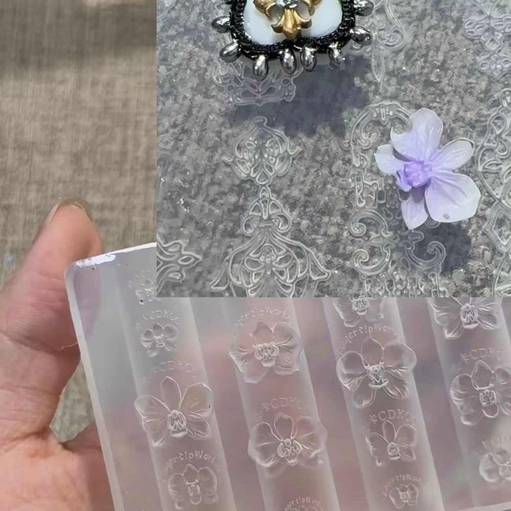 Modèle de sculpture pour nail art en silicone, motif floral, réutilisable, moule 3D Phalaenopsis, design d'orchidée papillon, modèle de sculpture