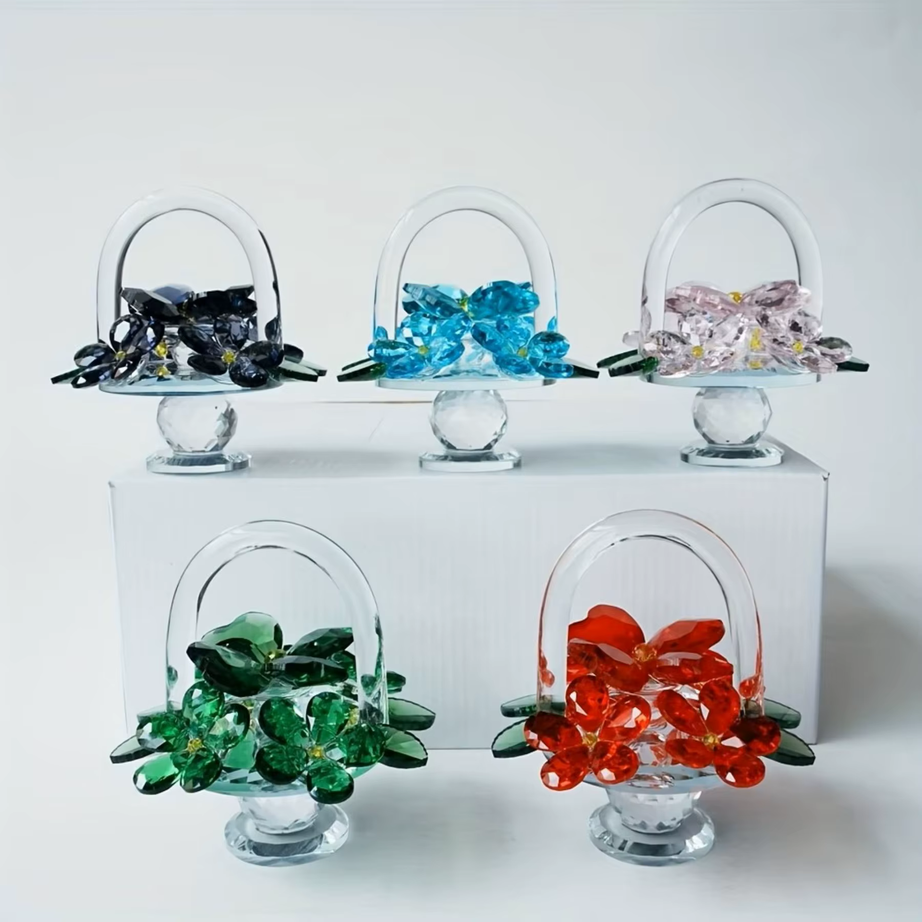 Ornement de panier à fleurs en cristal - Décoration élégante pour la maison