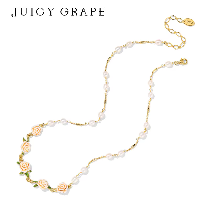 Collier ras du cou romantique en perles de rose, bijoux de luxe émaillés floraux pour femmes et jeunes filles, tendance fête et mariage 2026
