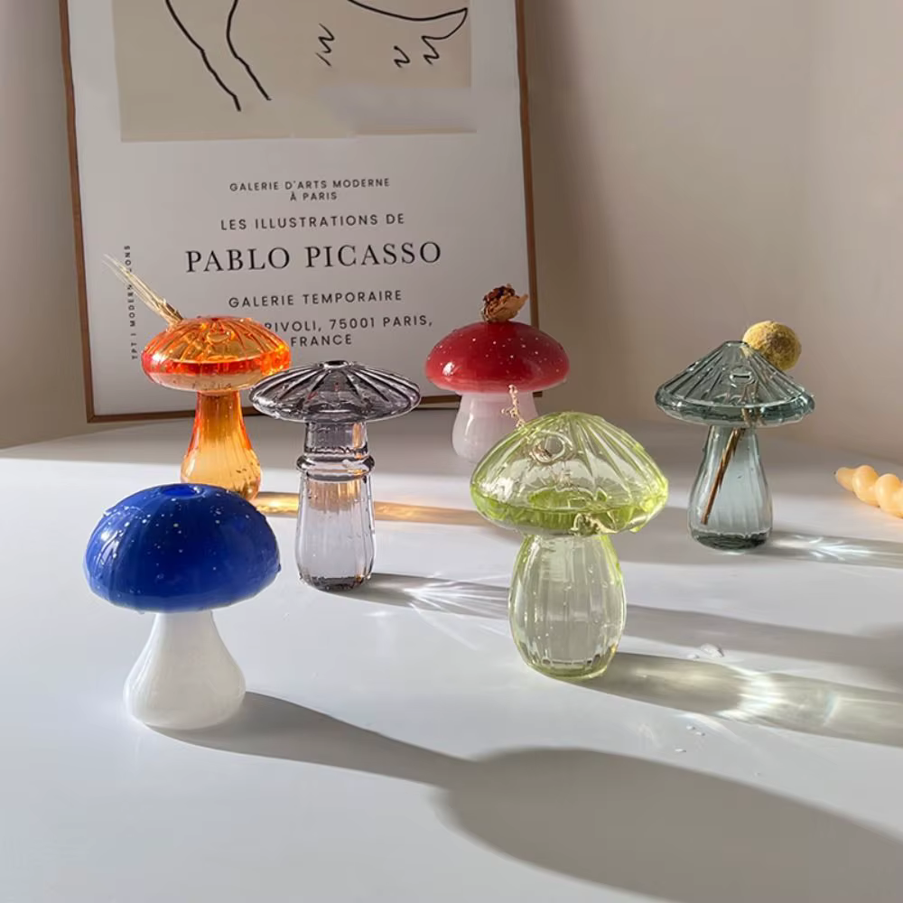 Mini Vase à fleurs en verre Vintage en forme de champignon
