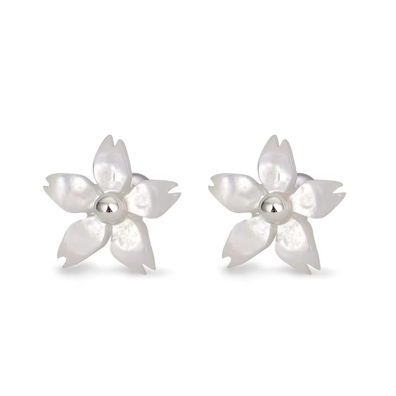 Boucles d'oreilles à tige en argent regardé 925 pour femme, fleur de coquillage, plante, mode coréenne exquise, boucle d'oreille à vis, piercing, cadeau de bijoux