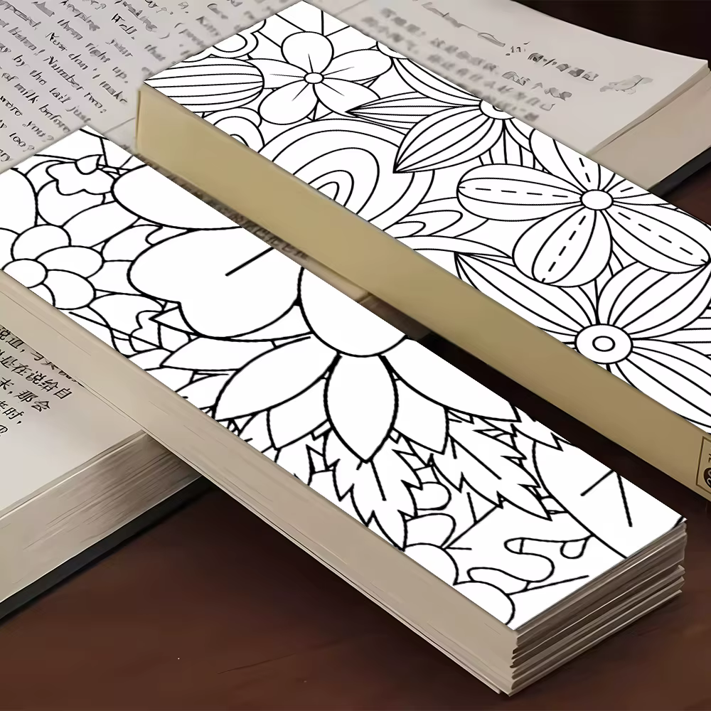 32 pièces, signets de fleurs à colorier