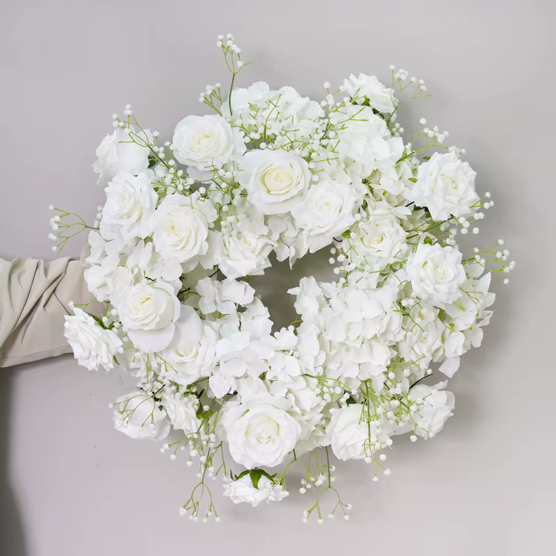 Couronne de Souffle de Bébé Rose Blanche