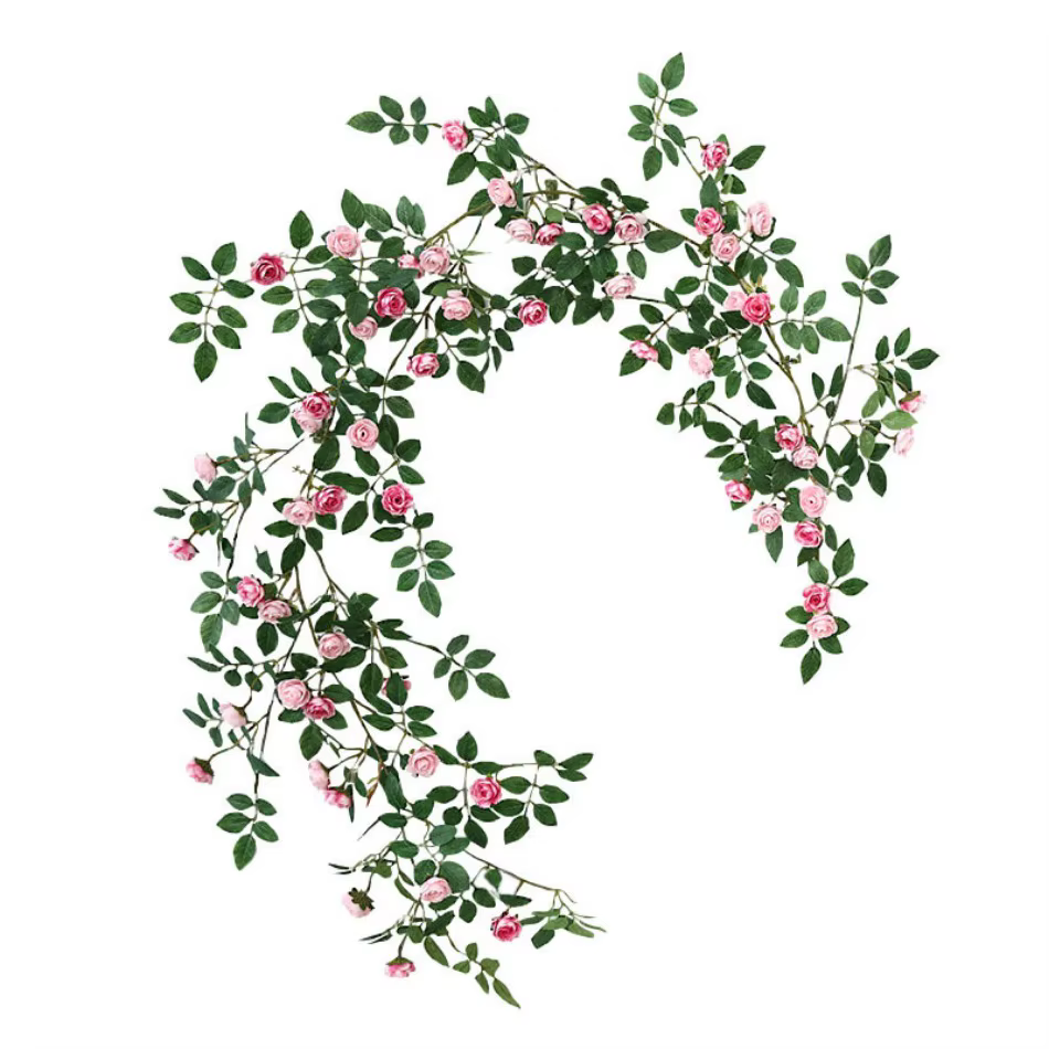 Fleurs artificielles plantes vert Lvy feuilles suspendus fleur Rose vigne mariage maison jardin décoration bricolage