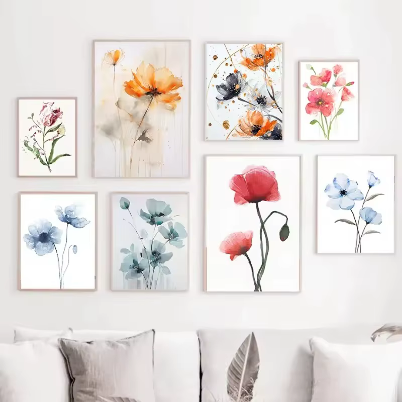 Affiche d'art aquarelle belle fleur nature morte