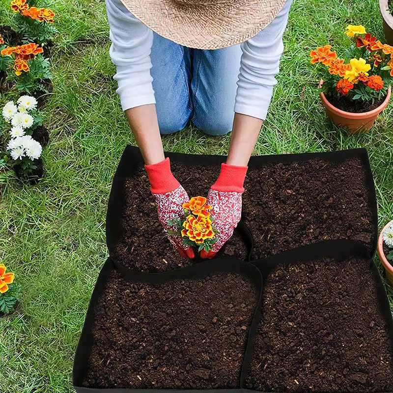 Sac de culture en tissu noir avec 1 à 8 trous, pot de pépinière rectangulaire surélevé réutilisable pour plantes, fleurs et légumes d'extérieur