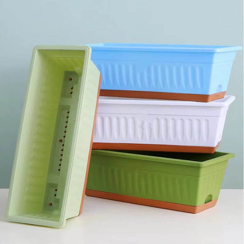 Pot de fleurs rectangulaire en plastique pour plantes d'intérieur et d'extérieur