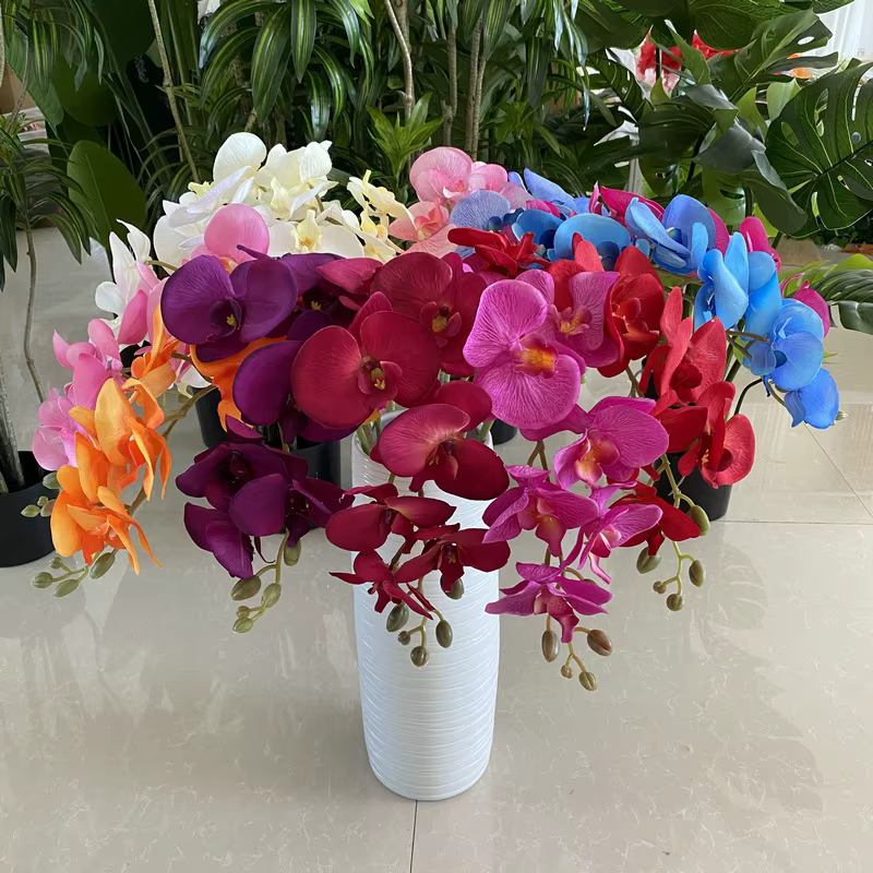 Arrangement floral Phalaenopsis en velours artificiel