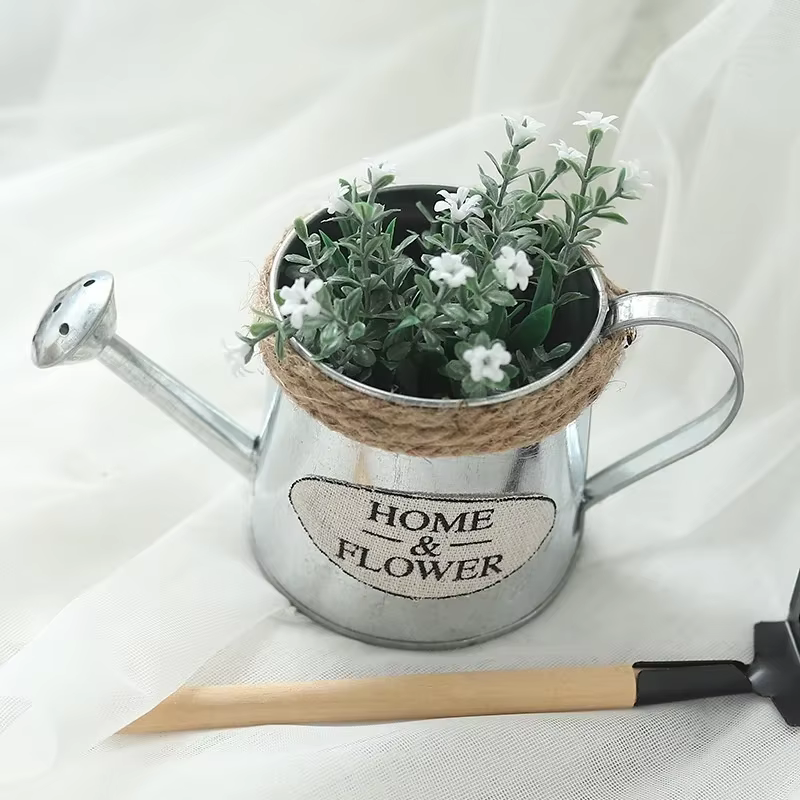 Petit arrosoir en fer, Pots seau en fer rétro pour fleurs