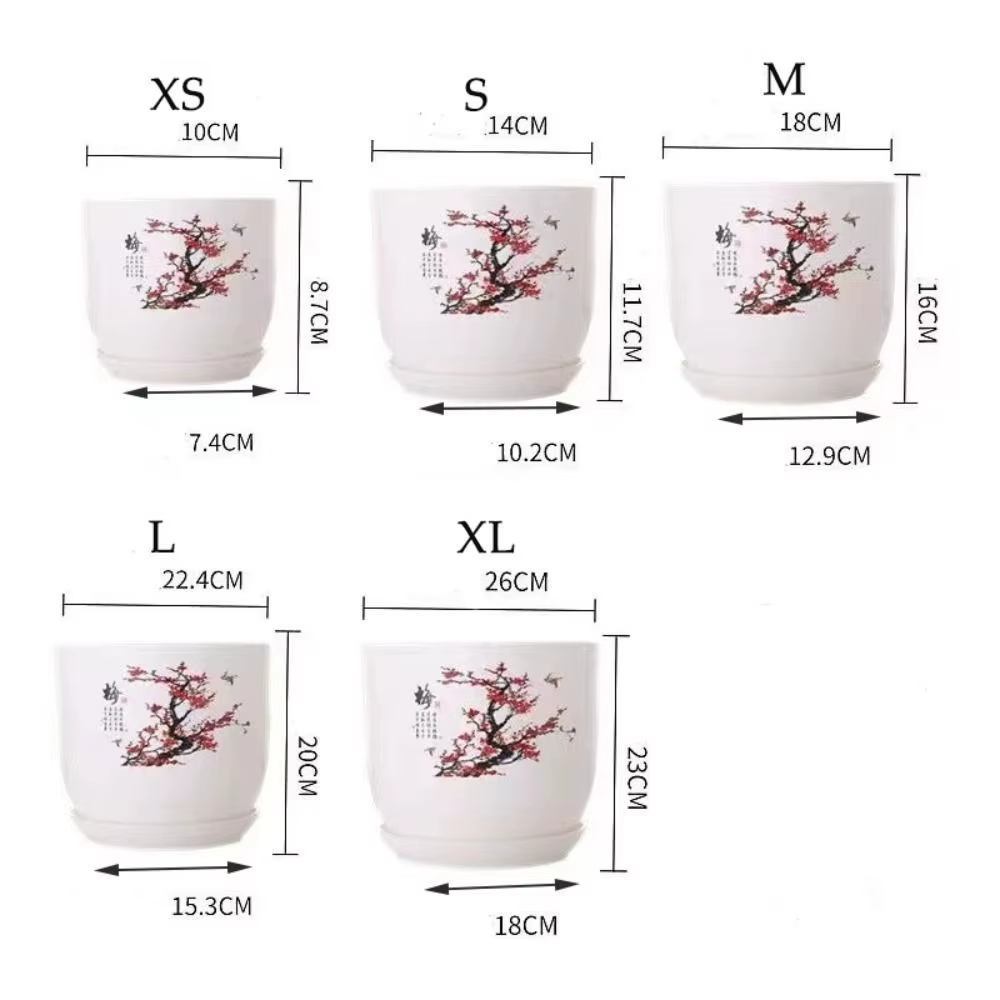 Pot de fleurs en plastique extra large blanc avec plateau