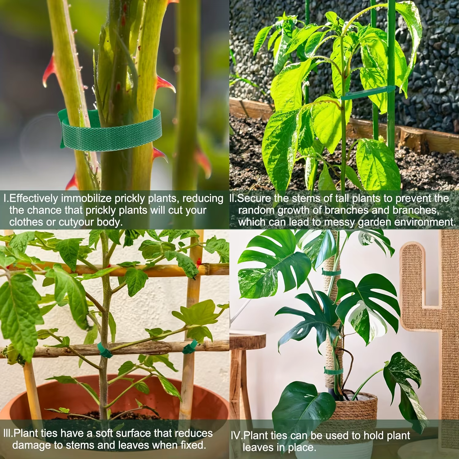 Attaches pour plantes en nylon antidérapantes réglables et réutilisables