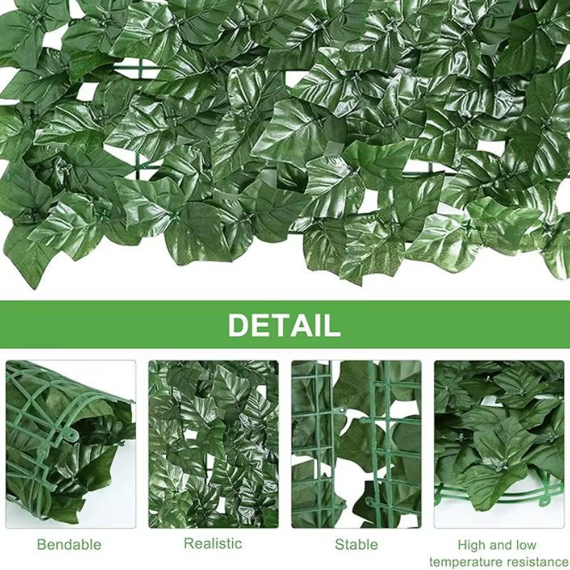 Panneaux de clôture à feuilles vertes