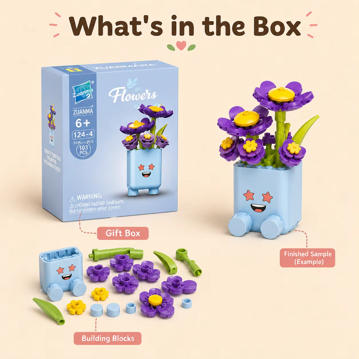 Mini pots de fleurs en blocs de construction