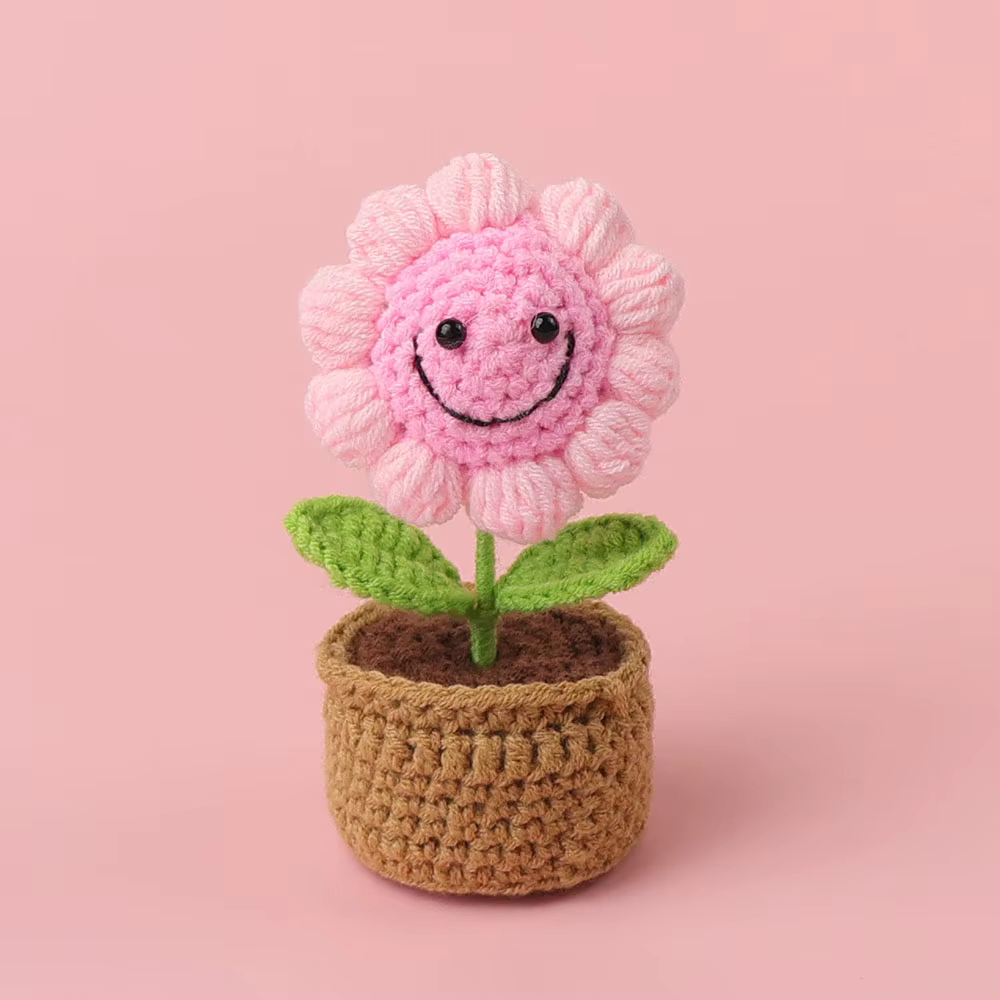 Crochet tournesols en Pot mignon tricot Pot de fleur Pot