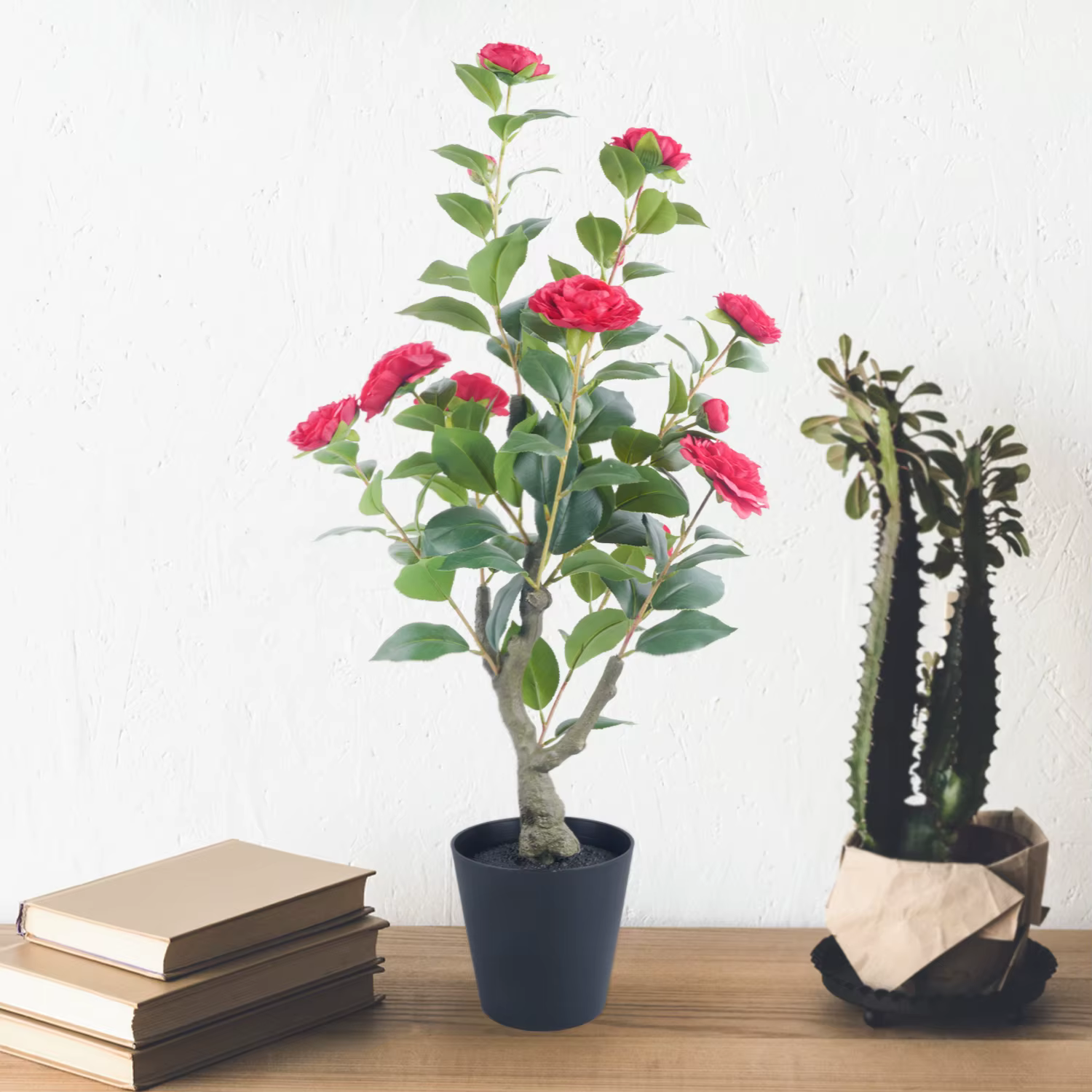 Arbre topiaire Camélia de 85 cm avec pot/support
