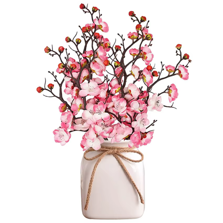 Soie Fleurs Artificielles Fleur de Prunier Pêche Branche Nouvel An Maison Salon Pièce Ménagers En Plein Air Jardin De Mariage Couronne Décorative