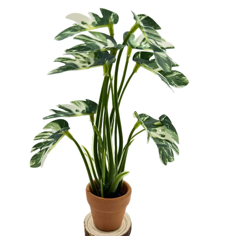 Mini plante artificielle Monstera 1:6 en pot, plante verte miniature de poche pour maison de poupée, décoration de table, modèle de micro-scène, ornement