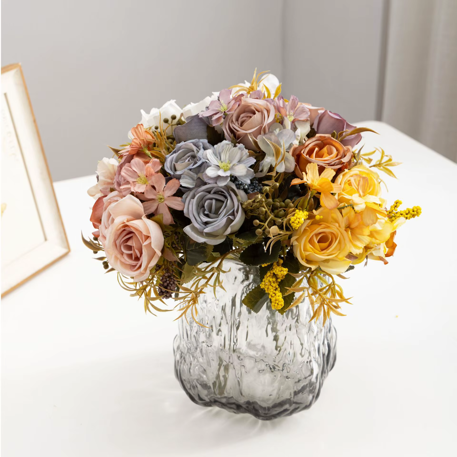 Roses automne fleurs artificielles soie pivoine hortensia grand Bouquet de mariée mariage maison fête bricolage décoration fausses fleurs