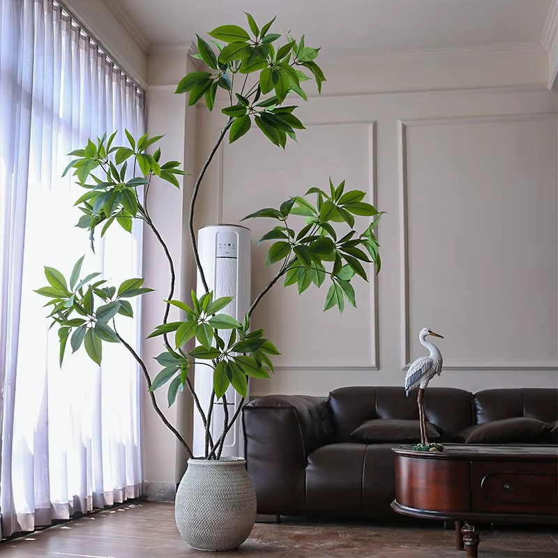 Simulation de plantes vertes en forme de grande feuille
