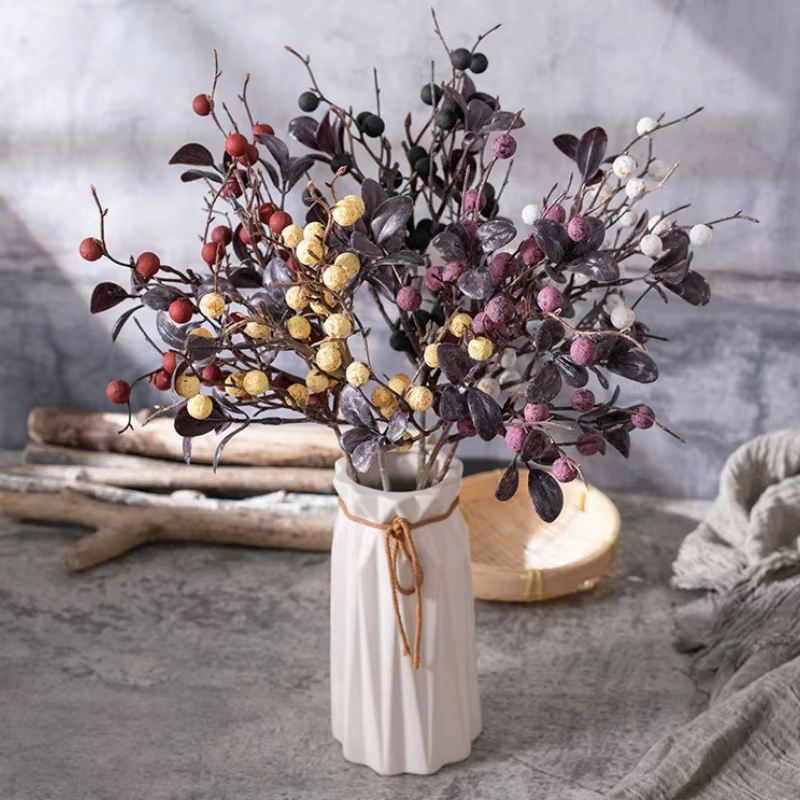 Fleur artificielle de baies de branche de haricot rétro