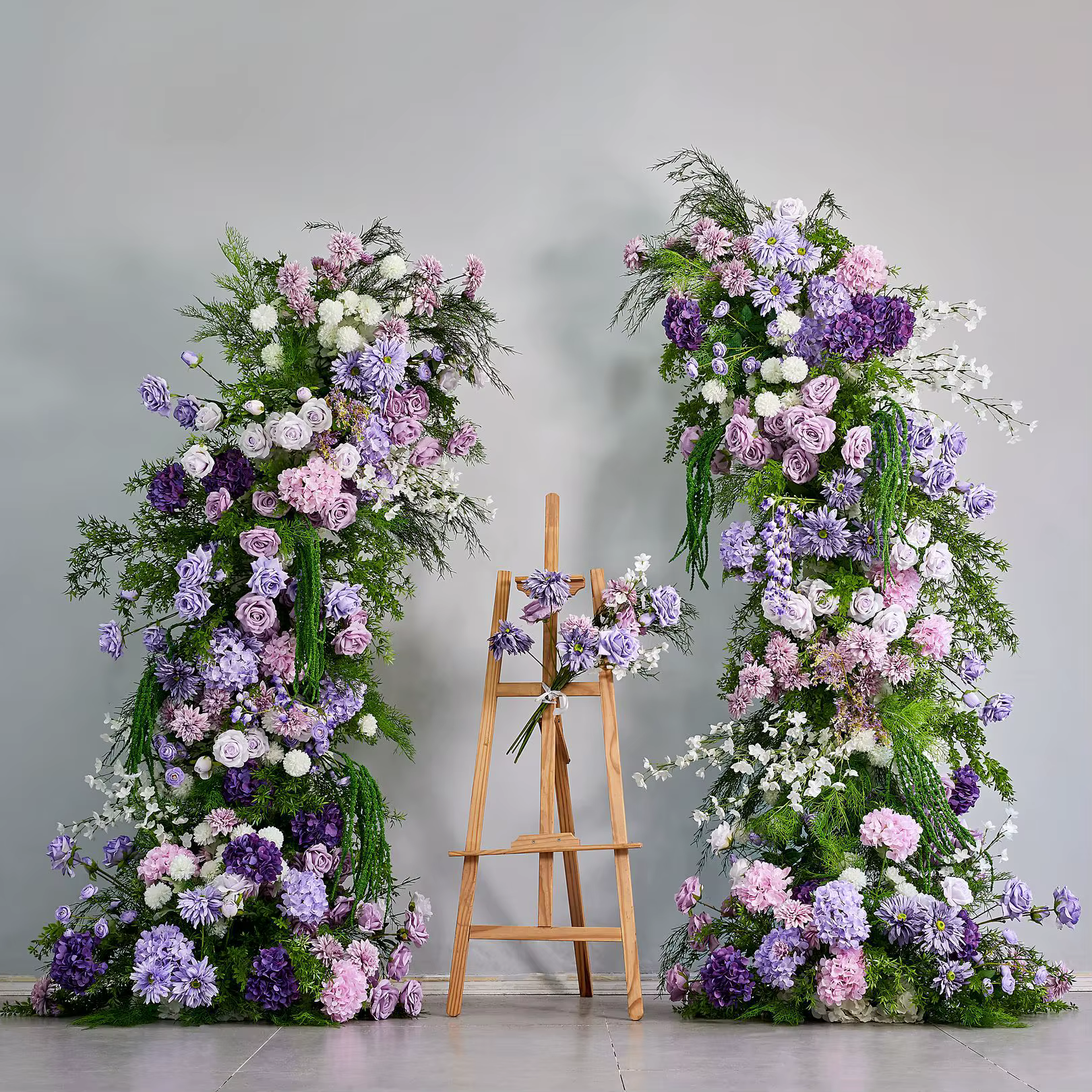 Uflower violet Rose hortensia plantes vertes toile de fond de mariage corne arc décor Arrangement événement accessoire fleur support fenêtre affichage 